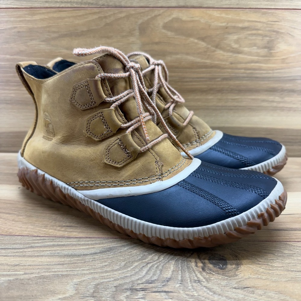 Sorel Out N About Duck Boot Womens 10 Tan Waterproof Leather Outdoor Snow - Picture 2 of 10